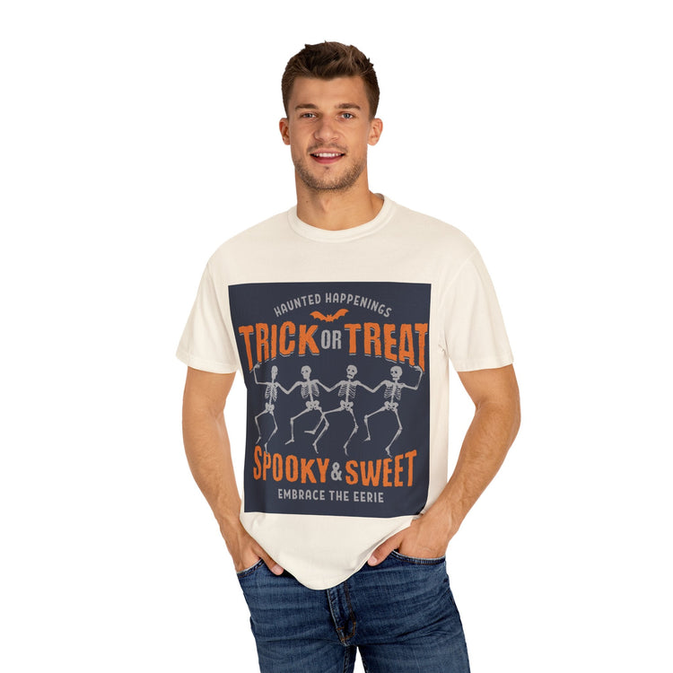 Halloween Skeleton T-Shirt, Trick or Treat Shirt, Spooky Fashion, Unisex Graphic Tee, October Festive Apparel, Halloween Gift Printify