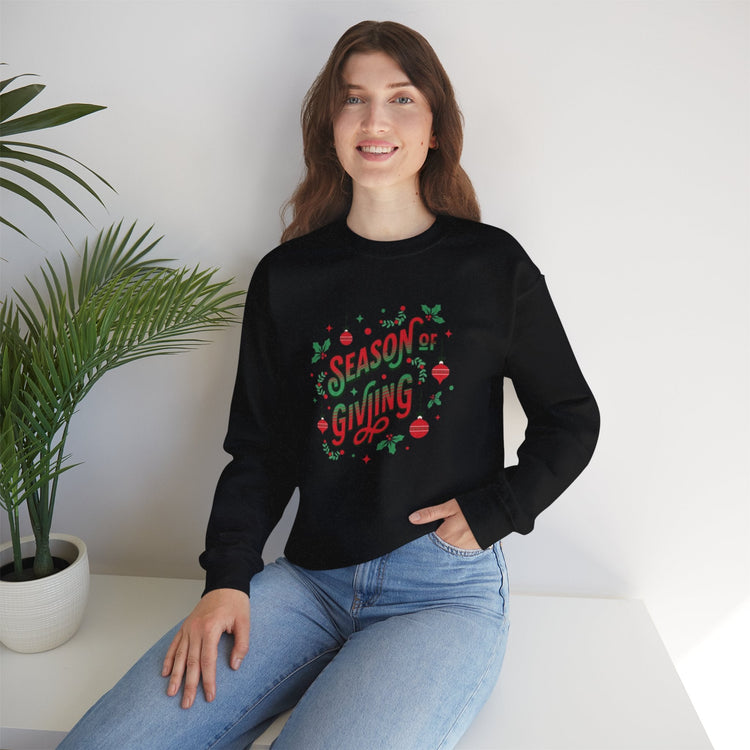 Cozy Holiday Sweatshirt Season of Giving Unisex Crewneck Perfect Gift Christmas Winter Wear Comfortable Stylish Heavy Blend Festive Sweatshirt Printify