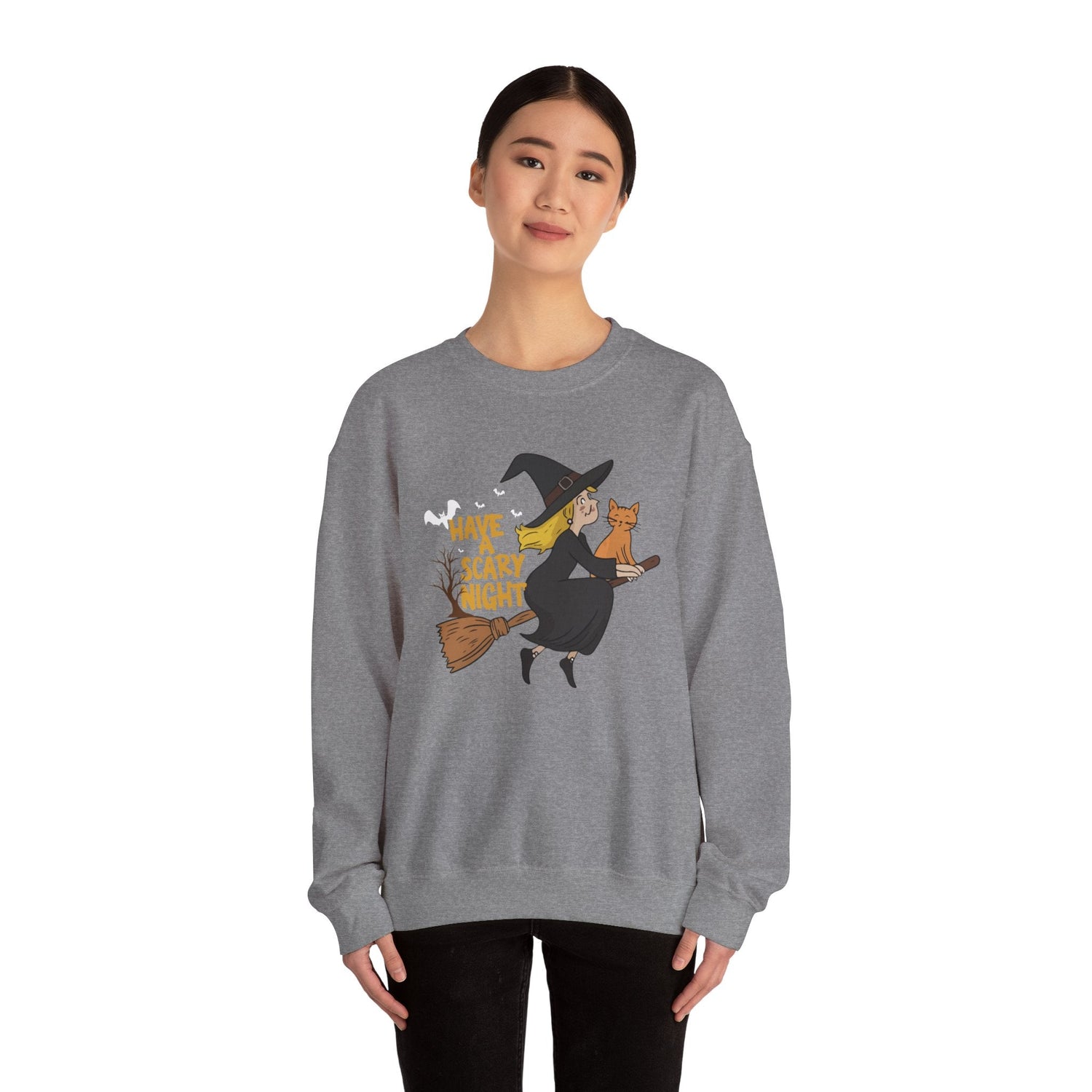 Halloween Witch Sweatshirt, Cozy Crewneck, Unisex Sweater, Spooky Season Apparel, Scary Night Gift, Fall Fashion Printify