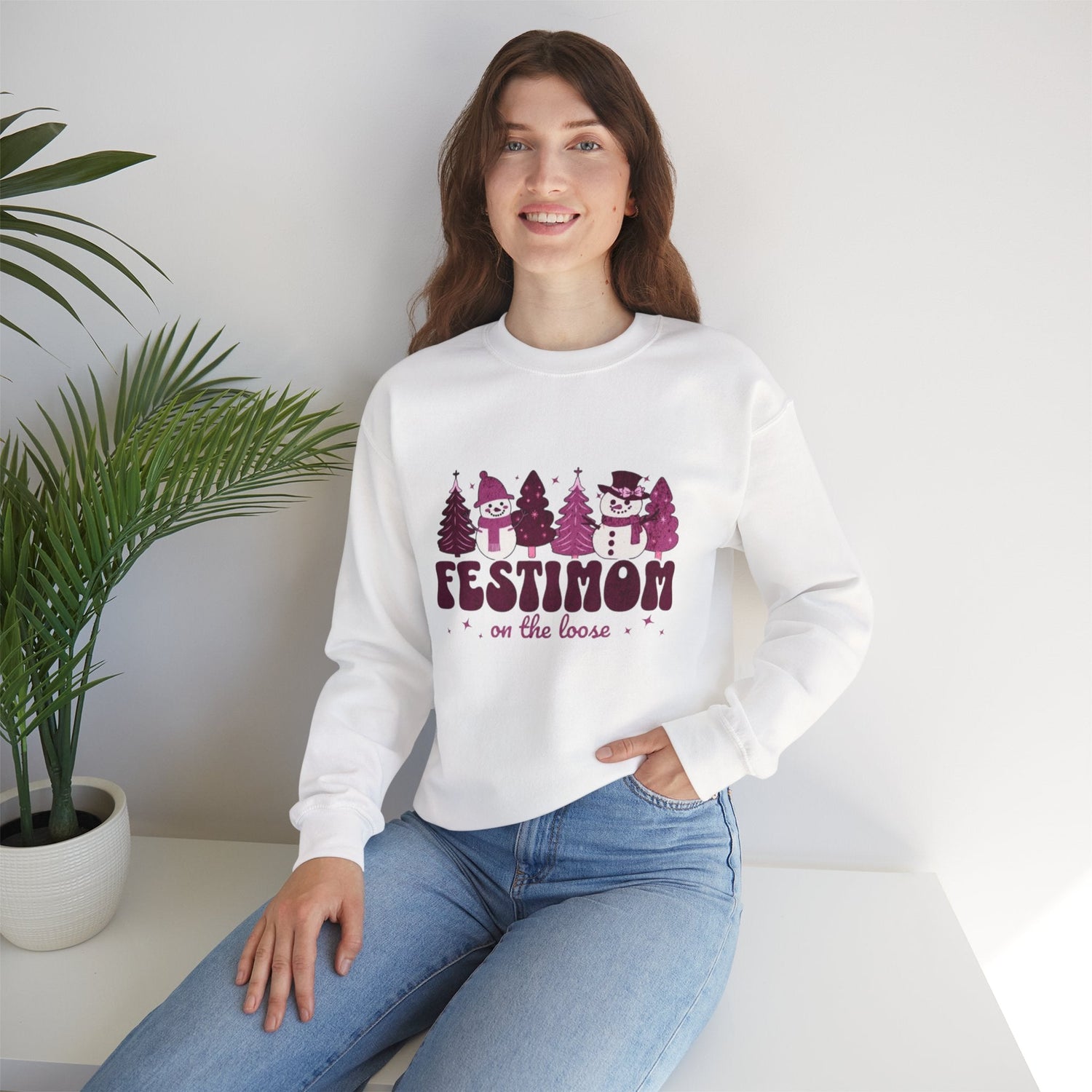 Festive Crewneck Sweatshirt with Fun Holiday Design, Cozy Winter Wear, Christmas Gift, Comfy Sweater, Unisex Holiday Apparel Printify