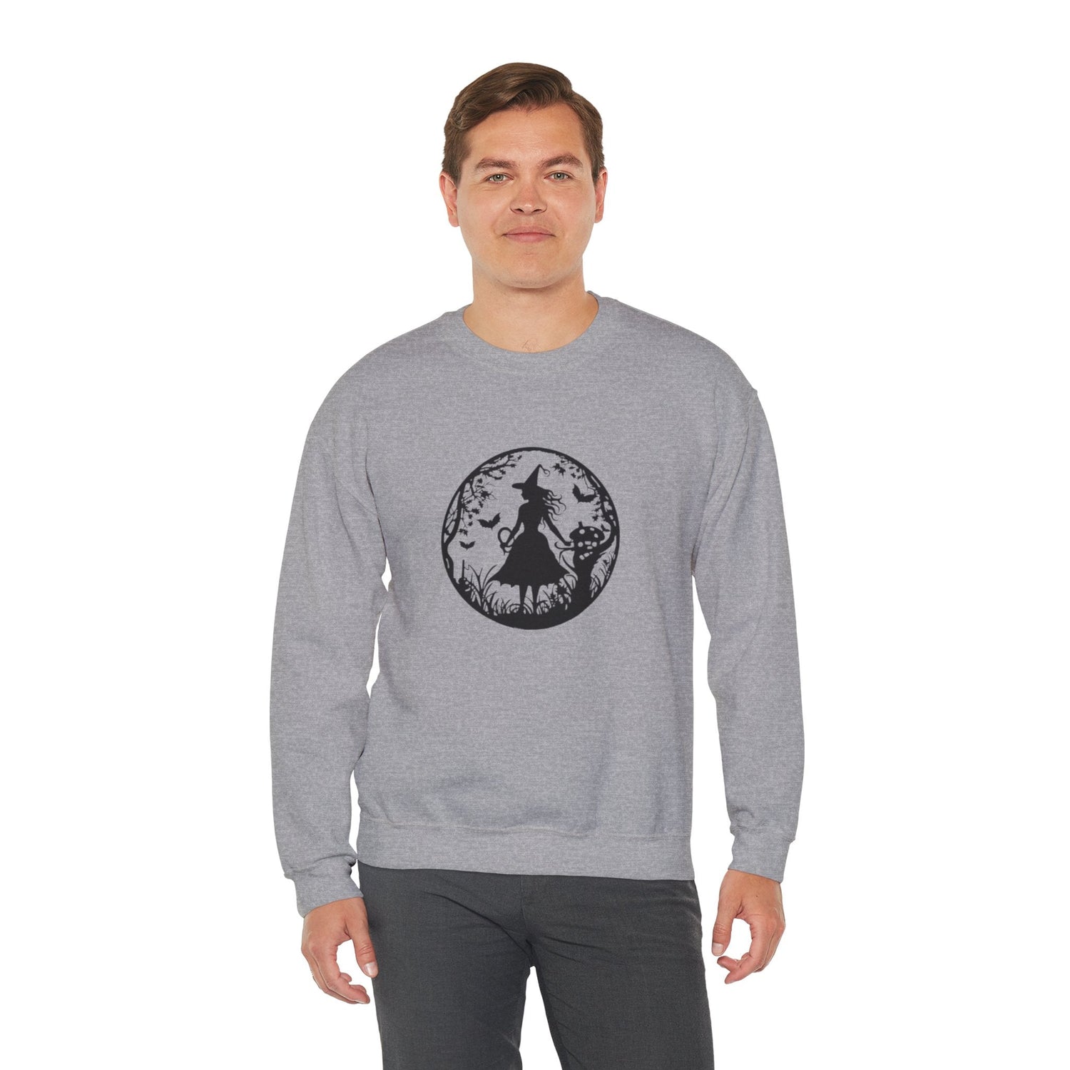 Mystical Forest Crewneck Sweatshirt, Cozy Fall Layering, Gift for Nature Lovers, Halloween Apparel, Unisex Sweatshirt Printify