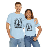 Whimsical Forest Silhouette Tee, Unisex Heavy Cotton T-Shirt, Fall Fashion, Halloween Shirt, Nature Lover Gift Printify