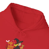 Halloween Witch and Cat Hoodie, Cozy Fall Sweatshirt, Scary Night Apparel, Unisex Ghostly Sweatshirt, Cute Halloween Gift Printify