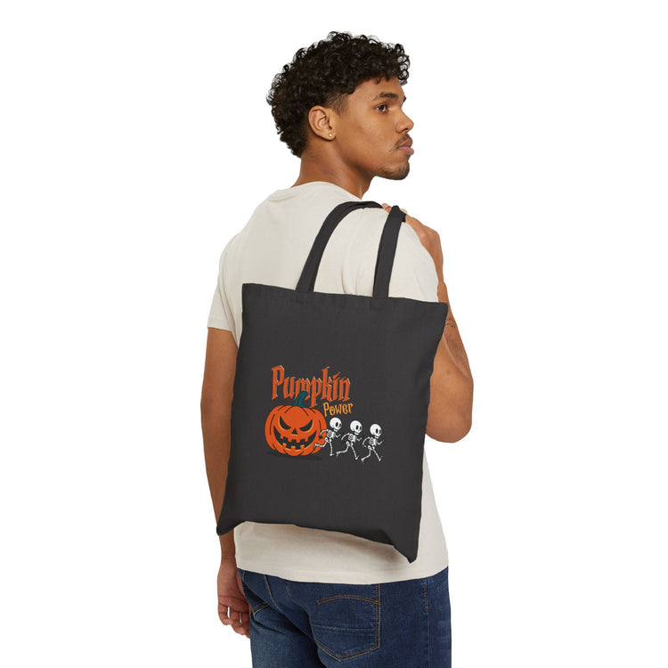 Halloween Pumpkin Canvas Tote Bag – Reusable Eco-Friendly Cotton Shopping Bag – Fall Gift, Trick or Treat Tote for Spooky Season Printify