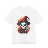 Halloween Skull Graphic Tee, Unisex Short Sleeve T-Shirt, Spooky Apparel, Fall Fashion, Halloween Costume Tee Printify