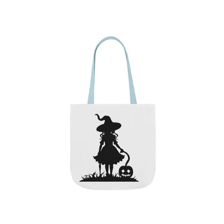 Halloween Witch Canvas Tote Bag, Spooky Treat Bag, Autumn Market Tote, Trick-or-Treat Bag, Gift for Witches, Seasonal Accessories Printify