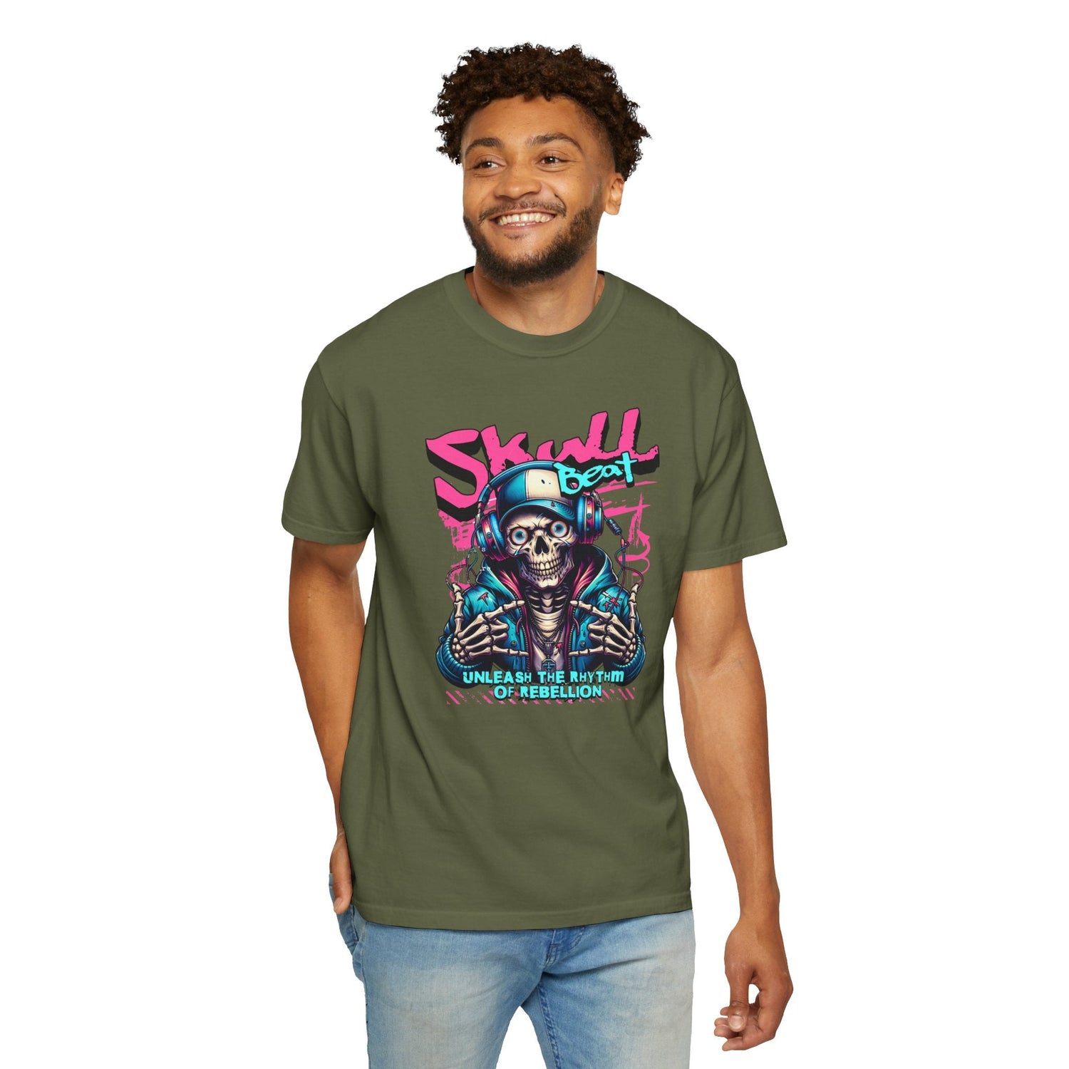 Skull Beat Unisex T-Shirt - Music Lover Graphic Tee, Halloween Costume, Premium Cotton Streetwear Gift for Men & Women, Alternative Fashion Printify