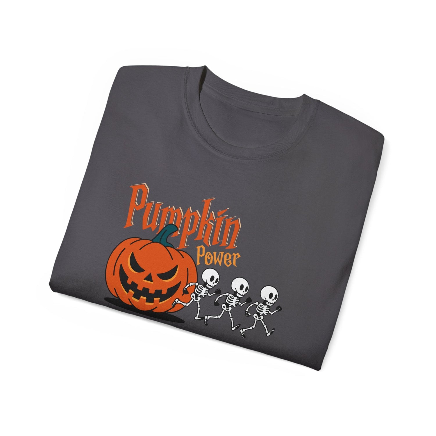 Halloween Skeleton Pumpkin Tee, Spooky Graphic Shirt, Unisex Fall Fashion, Halloween Costume Top, Fun October Apparel Printify