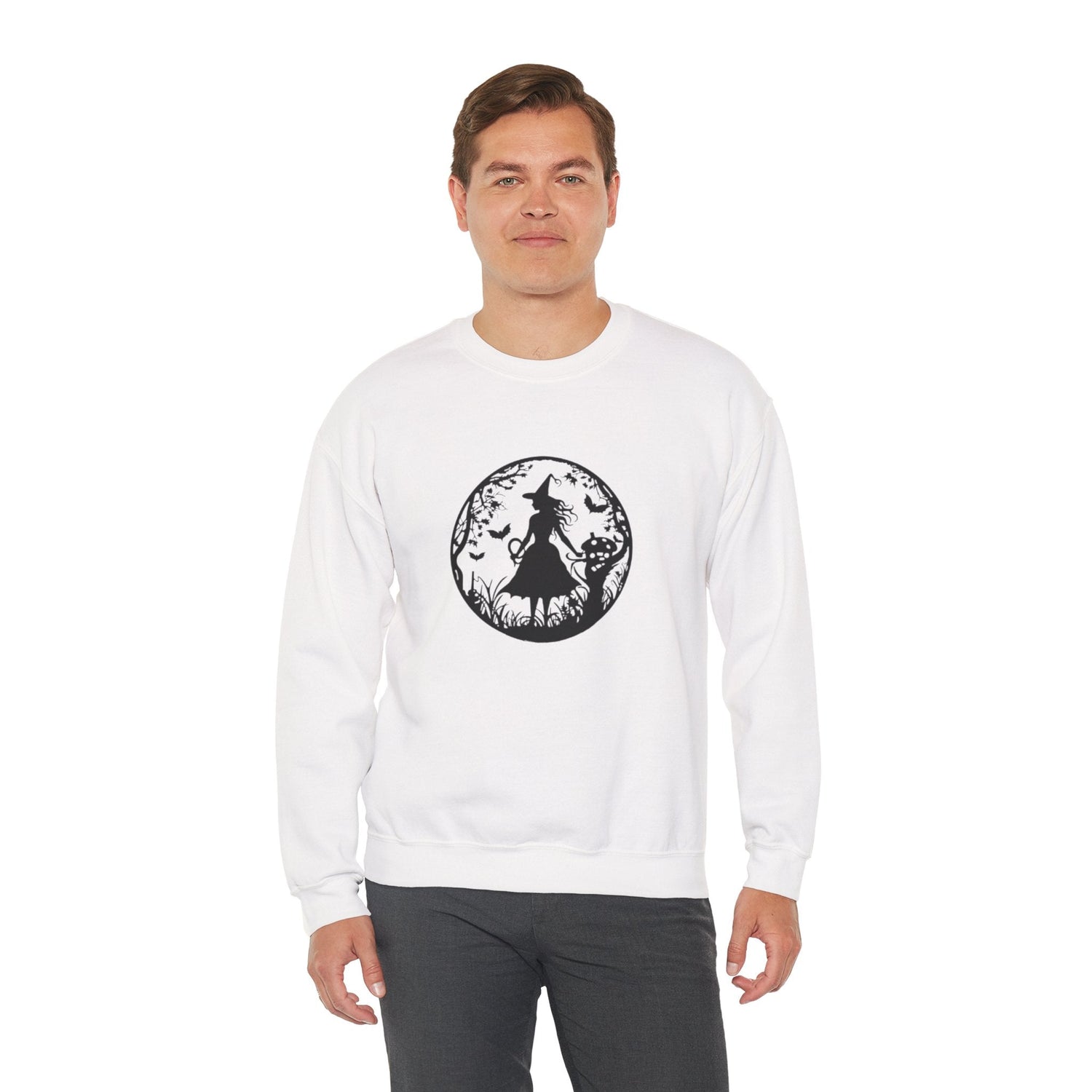 Mystical Forest Crewneck Sweatshirt, Cozy Fall Layering, Gift for Nature Lovers, Halloween Apparel, Unisex Sweatshirt Printify