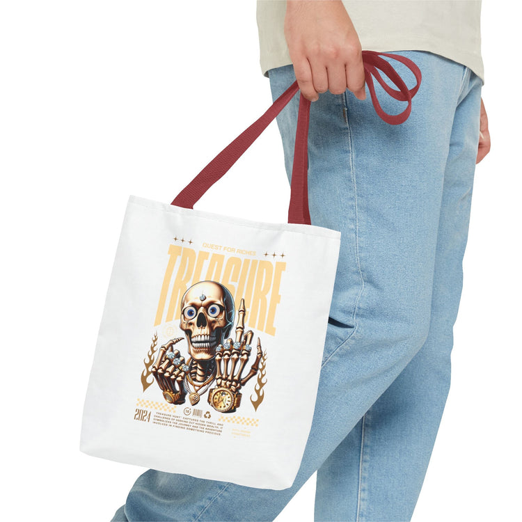 Treasure Hunting Tote Bag, Skull Design, Fun Beach Bag, Unique Gift for Adventurers, Perfect for Everyday Use Printify
