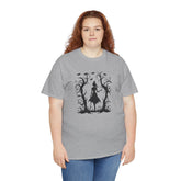Whimsical Forest Silhouette Tee, Unisex Heavy Cotton T-Shirt, Fall Fashion, Halloween Shirt, Nature Lover Gift Printify