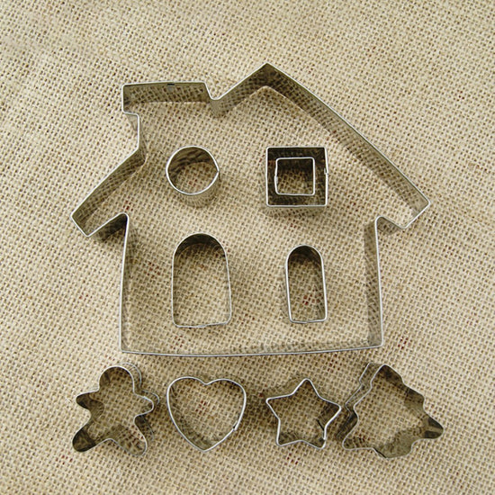 10pcs 3D Gingerbread house Stainless Steel Christmas Scenario Cookie Cutters Set Biscuit Mold Fondant Cutter Baking Tool My Store