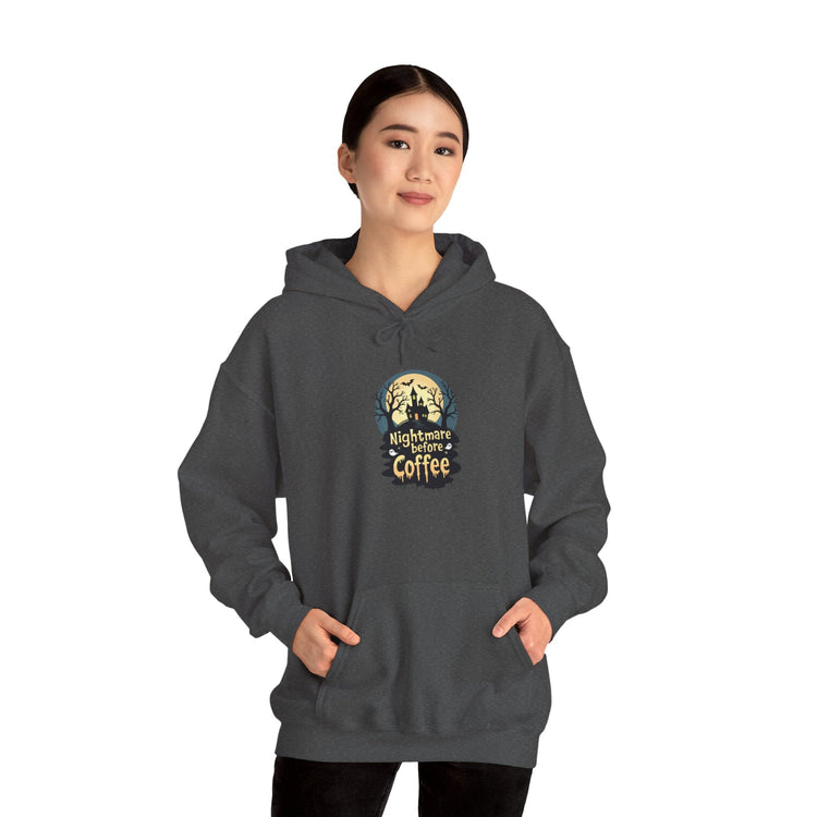 Nightmares before Coffee Hoodie, Cozy Unisex Sweatshirt, Gift for Coffee Lovers, Halloween Apparel, Fall Fashion Statement Printify