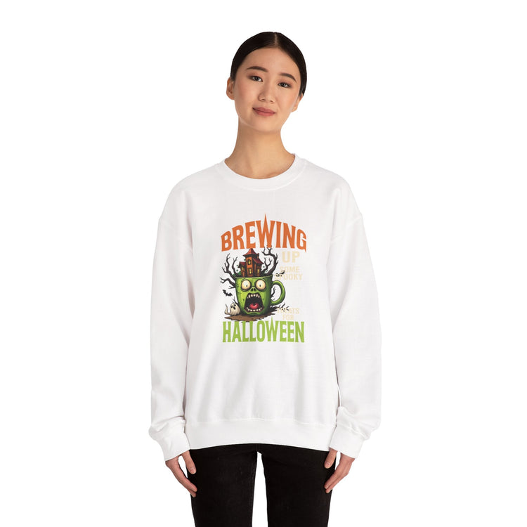 Skull Floral Crewneck Sweatshirt, Unisex Pullover Sweater, Halloween Apparel, Cozy Gift, Trendy Streetwear Printify