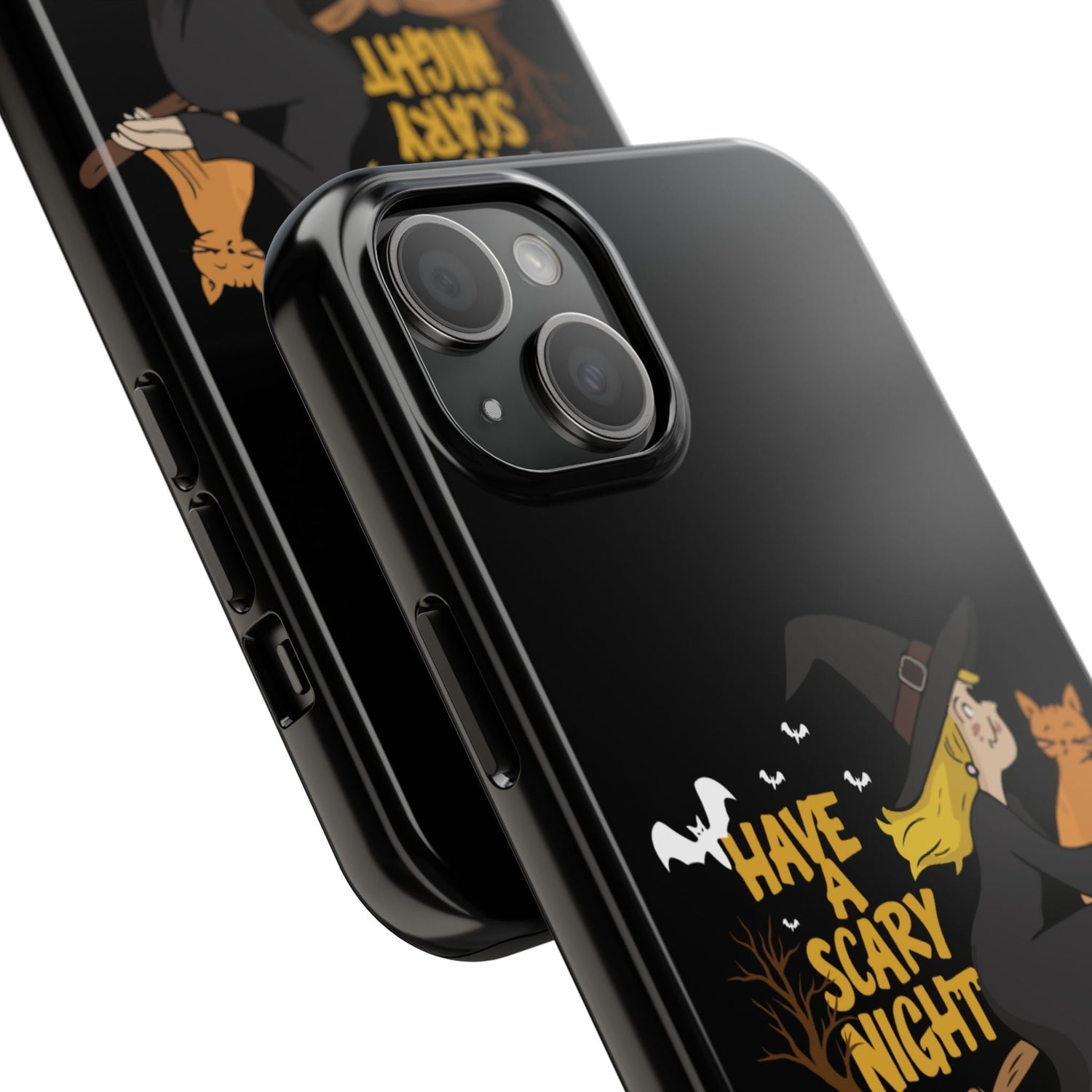 Halloween Phone Case, Tough Phone Cover, Scary Night Case, Witch and Cat Design, Perfect for Fall Printify