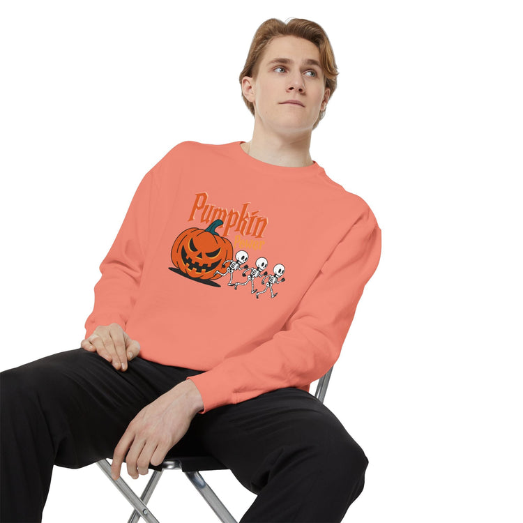 Pumpkin Skeleton Sweatshirt, Cozy Fall Apparel, Halloween Gift, Unisex Sweatshirt, Autumn Fashion Printify