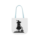 Halloween Witch Canvas Tote Bag, Spooky Treat Bag, Autumn Market Tote, Trick-or-Treat Bag, Gift for Witches, Seasonal Accessories Printify