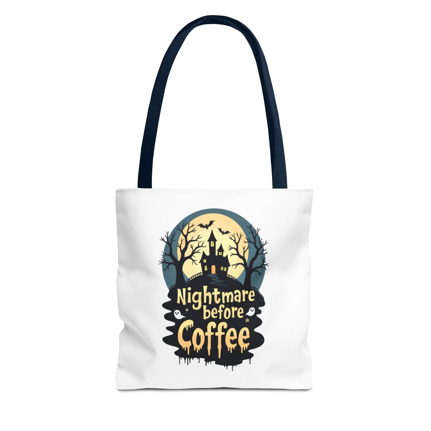 Nightmare Before Coffee Tote Bag, Halloween Tote, Spooky Drink Carrier, Gift for Coffee Lovers, AOP Design Bag Printify