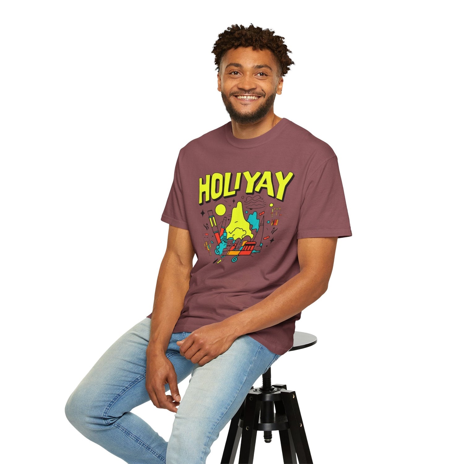 Holi-Yay Graphic T-Shirt, Fun Summer Tee, Unique Gift, Casual Wear, Birthday, Holiday Celebration, Unisex Apparel Printify