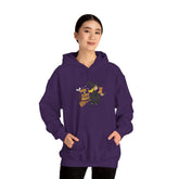 Halloween Witch and Cat Hoodie, Cozy Fall Sweatshirt, Scary Night Apparel, Unisex Ghostly Sweatshirt, Cute Halloween Gift Printify