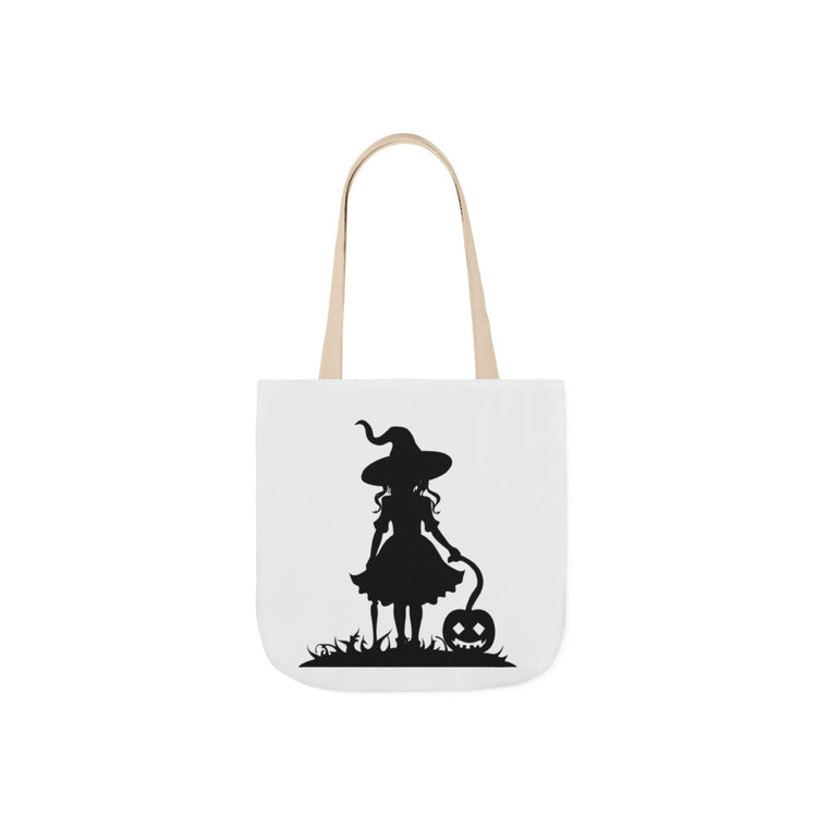 Halloween Witch Canvas Tote Bag, Spooky Treat Bag, Autumn Market Tote, Trick-or-Treat Bag, Gift for Witches, Seasonal Accessories Printify