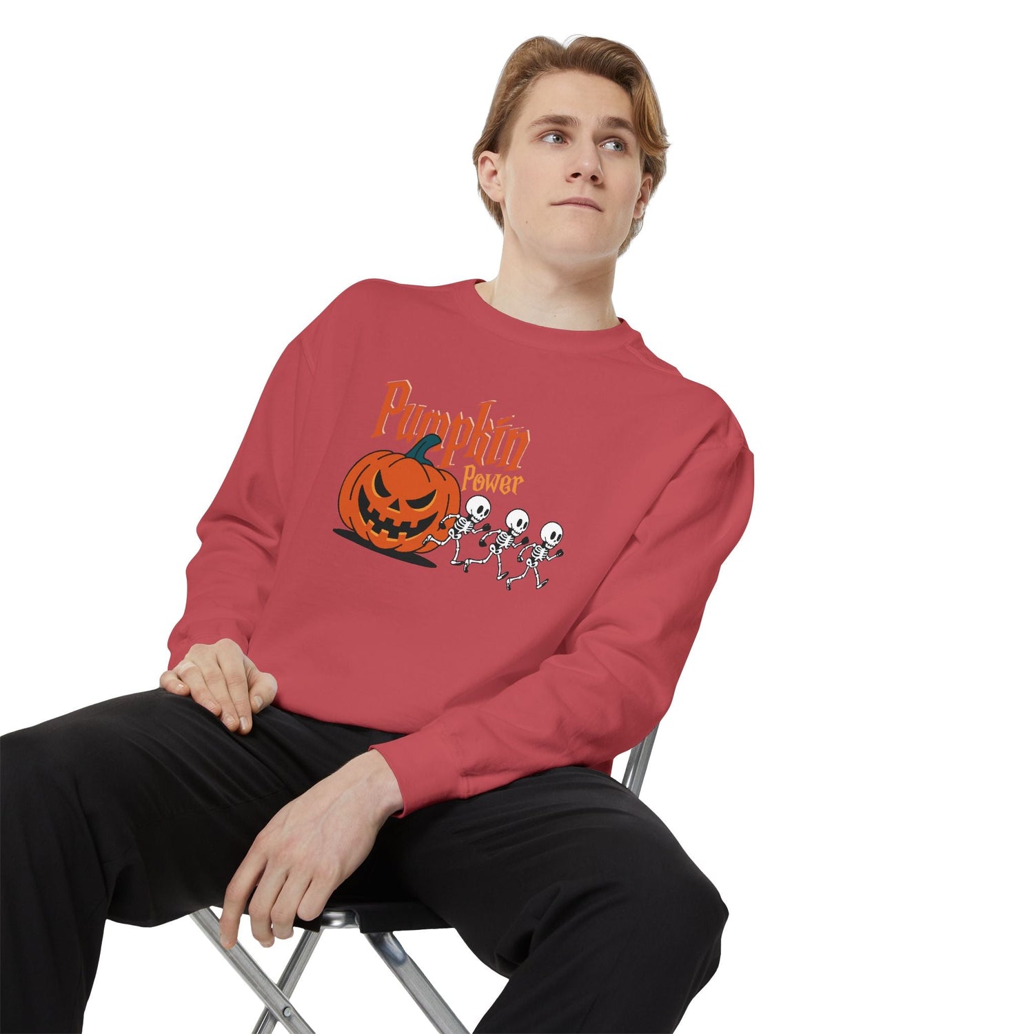 Pumpkin Skeleton Sweatshirt, Cozy Fall Apparel, Halloween Gift, Unisex Sweatshirt, Autumn Fashion Printify