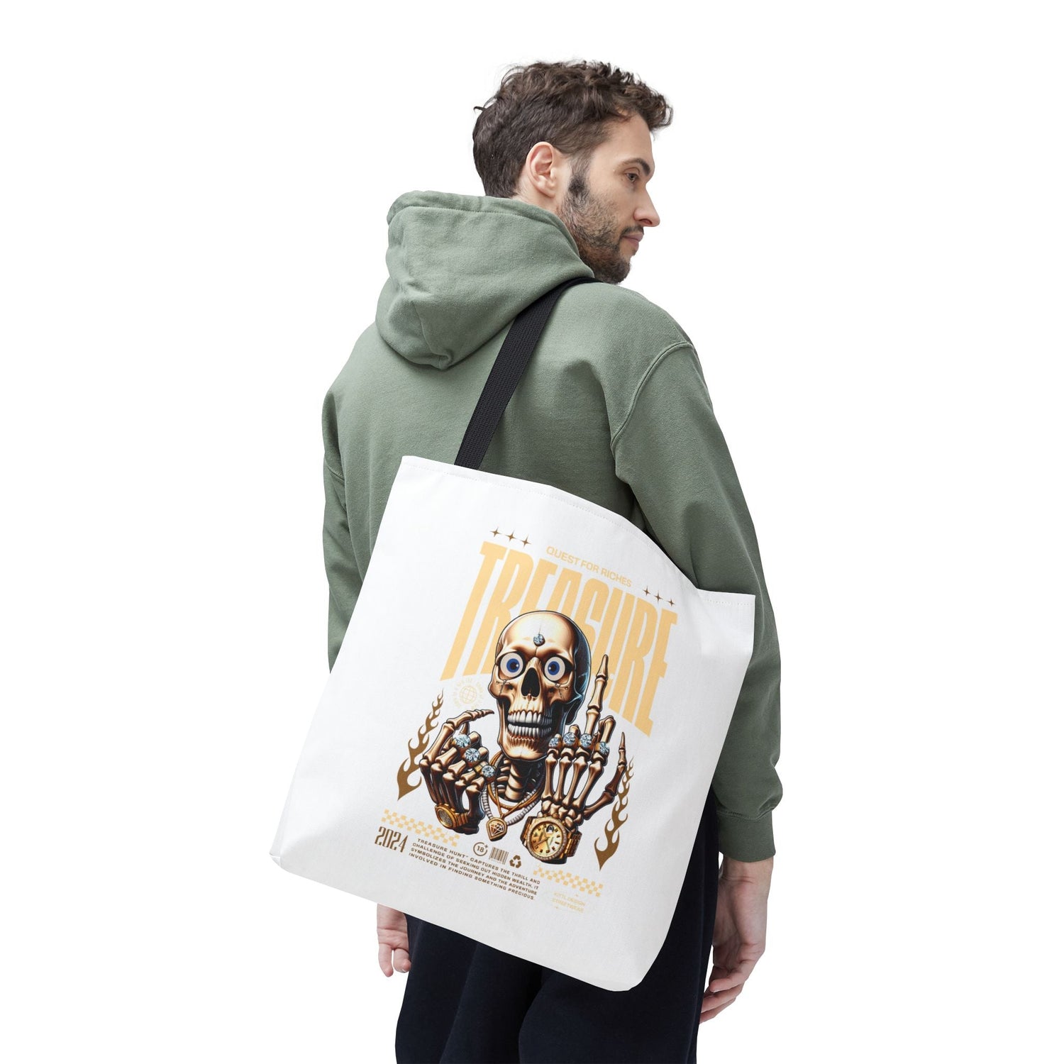 Treasure Hunting Tote Bag, Skull Design, Fun Beach Bag, Unique Gift for Adventurers, Perfect for Everyday Use Printify