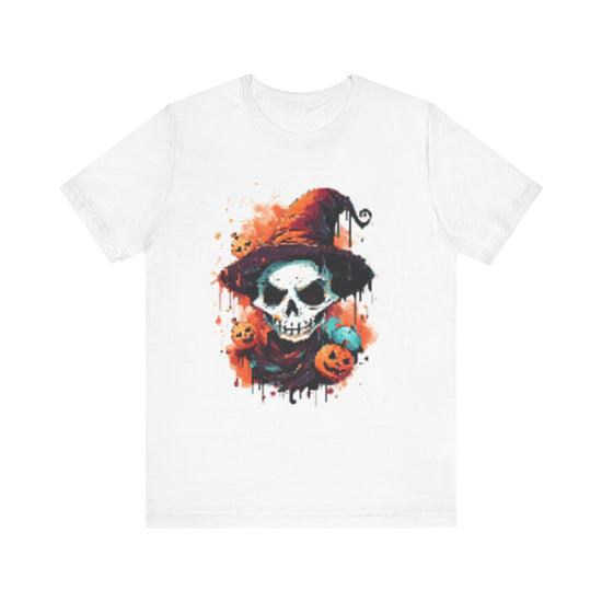Halloween Skull Graphic Tee, Unisex Short Sleeve T-Shirt, Spooky Apparel, Fall Fashion, Halloween Costume Tee Printify