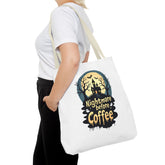 Nightmare Before Coffee Tote Bag, Halloween Tote, Spooky Drink Carrier, Gift for Coffee Lovers, AOP Design Bag Printify