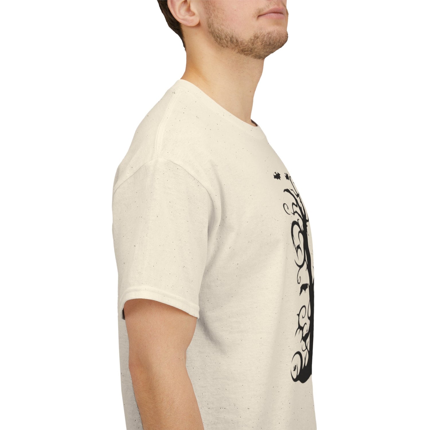 Whimsical Forest Silhouette Tee, Unisex Heavy Cotton T-Shirt, Fall Fashion, Halloween Shirt, Nature Lover Gift Printify