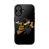 Halloween Phone Case, Tough Phone Cover, Scary Night Case, Witch and Cat Design, Perfect for Fall Printify