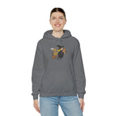 Halloween Witch and Cat Hoodie, Cozy Fall Sweatshirt, Scary Night Apparel, Unisex Ghostly Sweatshirt, Cute Halloween Gift Printify