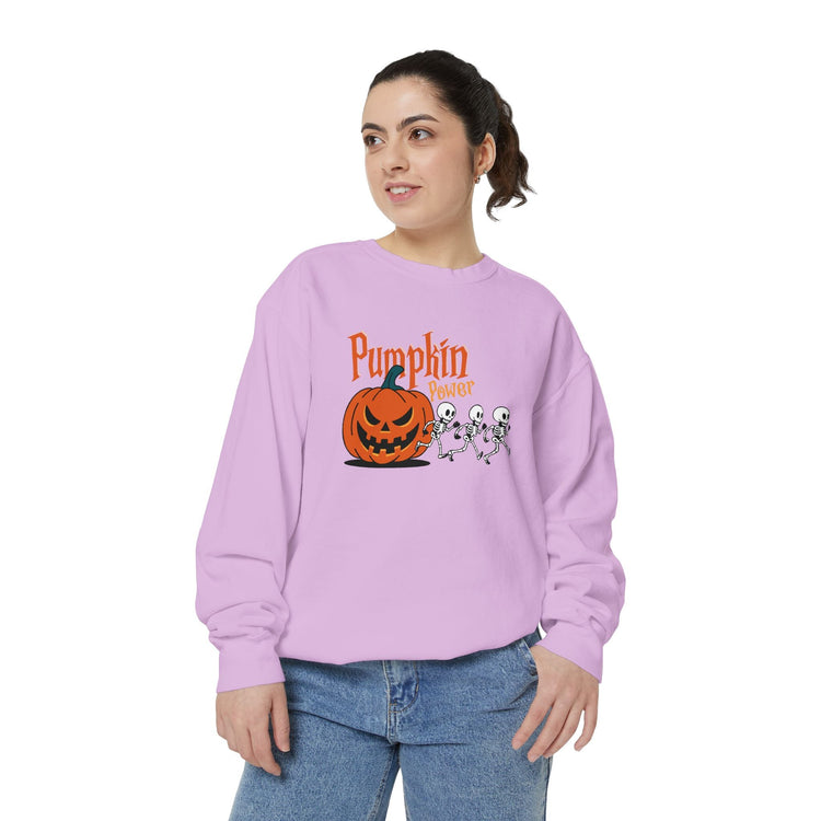 Pumpkin Skeleton Sweatshirt, Cozy Fall Apparel, Halloween Gift, Unisex Sweatshirt, Autumn Fashion Printify