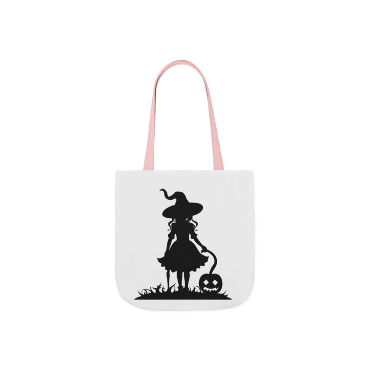 Halloween Witch Canvas Tote Bag, Spooky Treat Bag, Autumn Market Tote, Trick-or-Treat Bag, Gift for Witches, Seasonal Accessories Printify