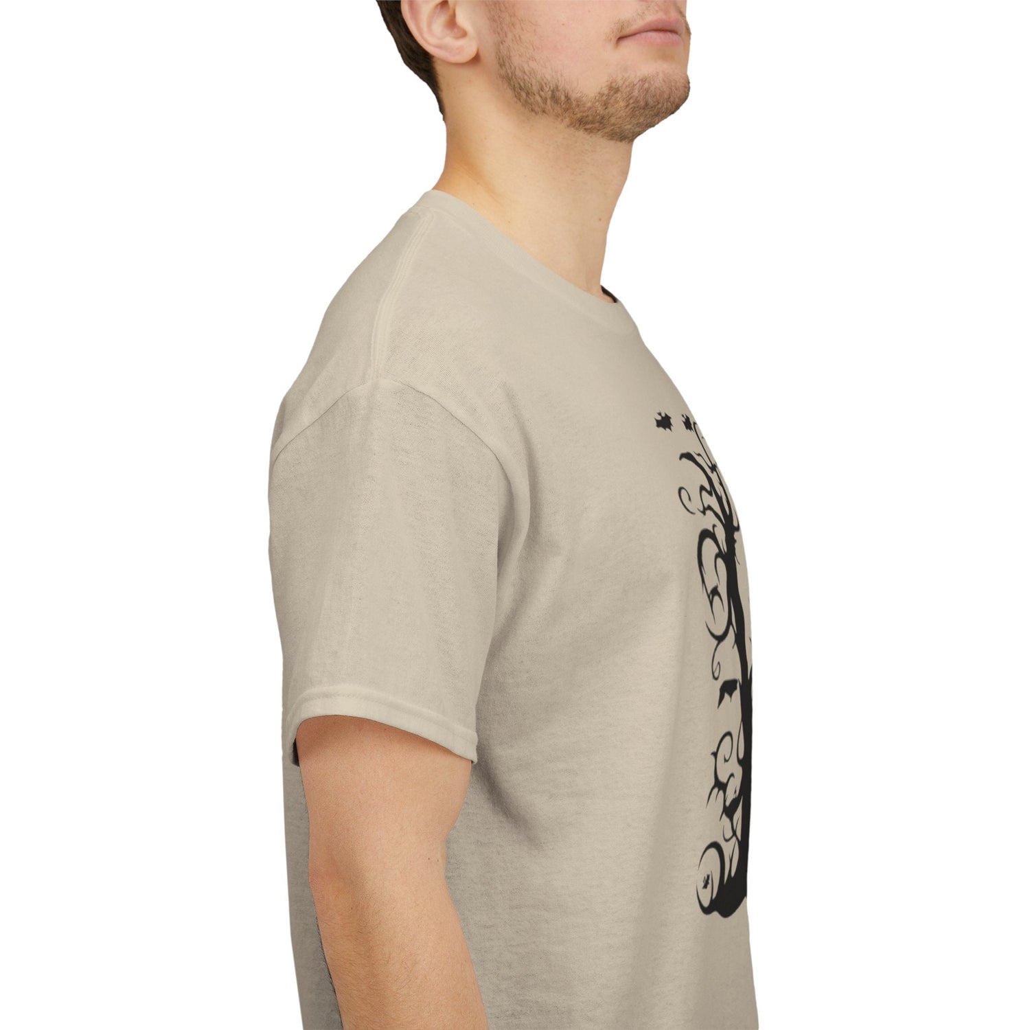 Whimsical Forest Silhouette Tee, Unisex Heavy Cotton T-Shirt, Fall Fashion, Halloween Shirt, Nature Lover Gift Printify
