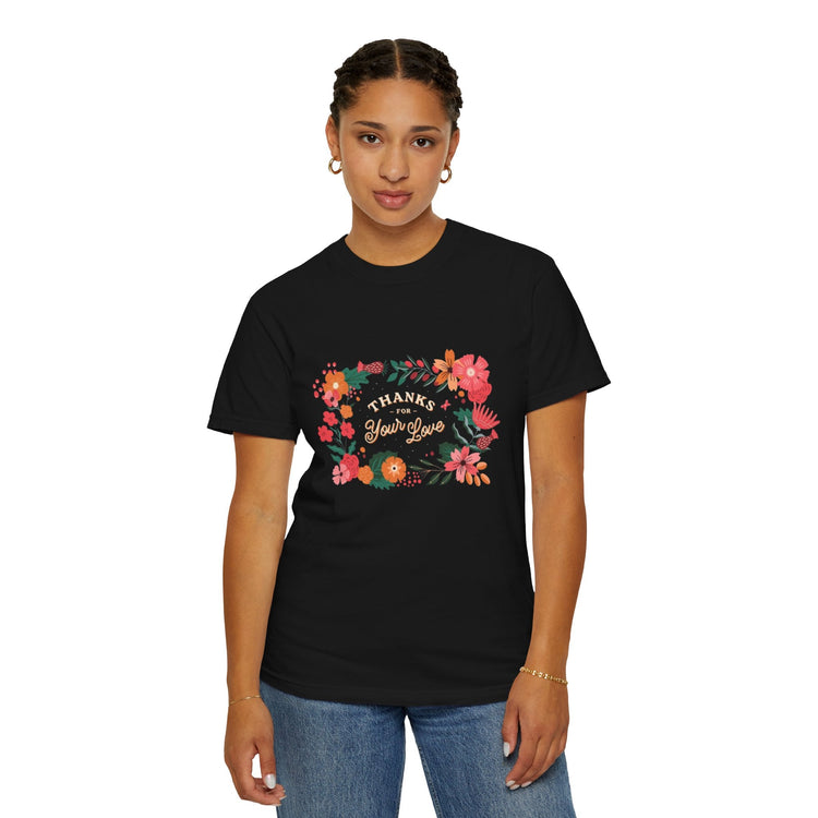 Floral Thank You T-Shirt, Comfortable Gift Tee, Unisex Floral Tee, Casual Style Shirt, Appreciation Day Gift, Everyday Wear Printify