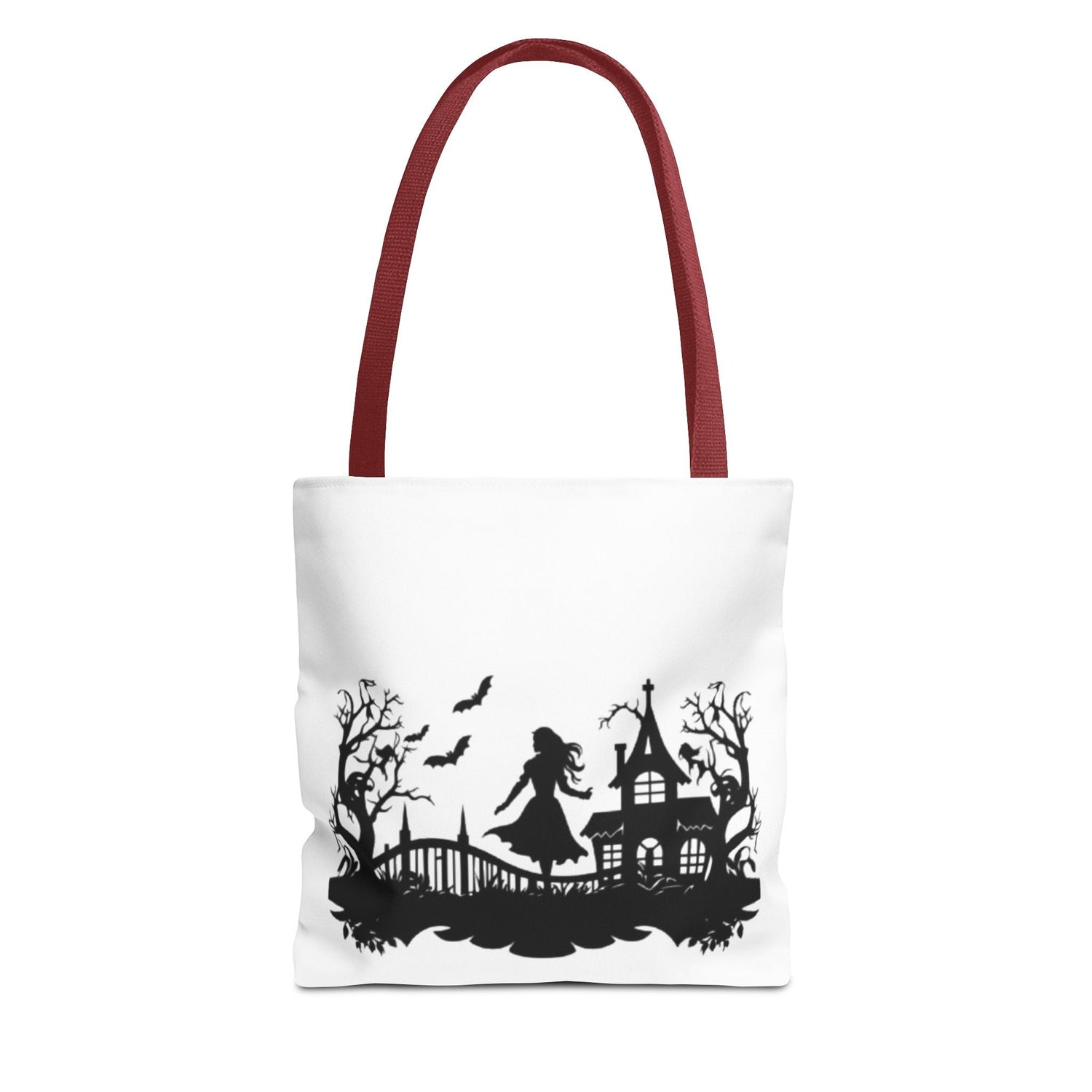 Spooky Silhouette Tote Bag - Halloween Gift, Witchy Style, Eco-Friendly Shopping, Causal Carryall, Gothic Art Design Printify