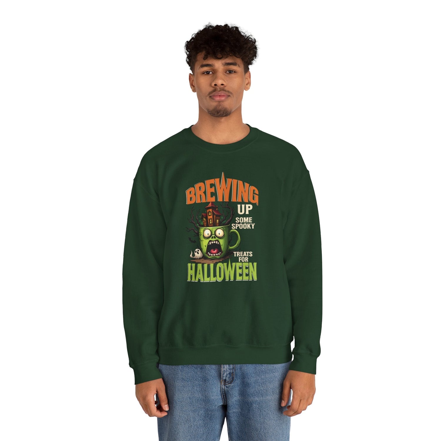 Skull Floral Crewneck Sweatshirt, Unisex Pullover Sweater, Halloween Apparel, Cozy Gift, Trendy Streetwear Printify
