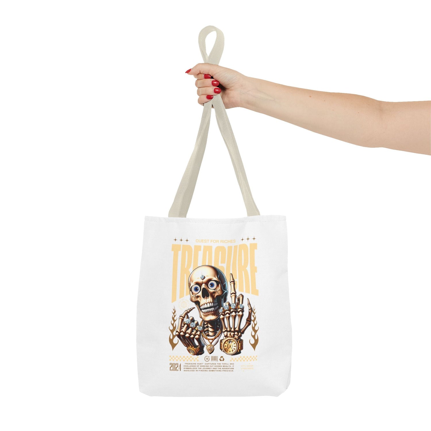 Treasure Hunting Tote Bag, Skull Design, Fun Beach Bag, Unique Gift for Adventurers, Perfect for Everyday Use Printify