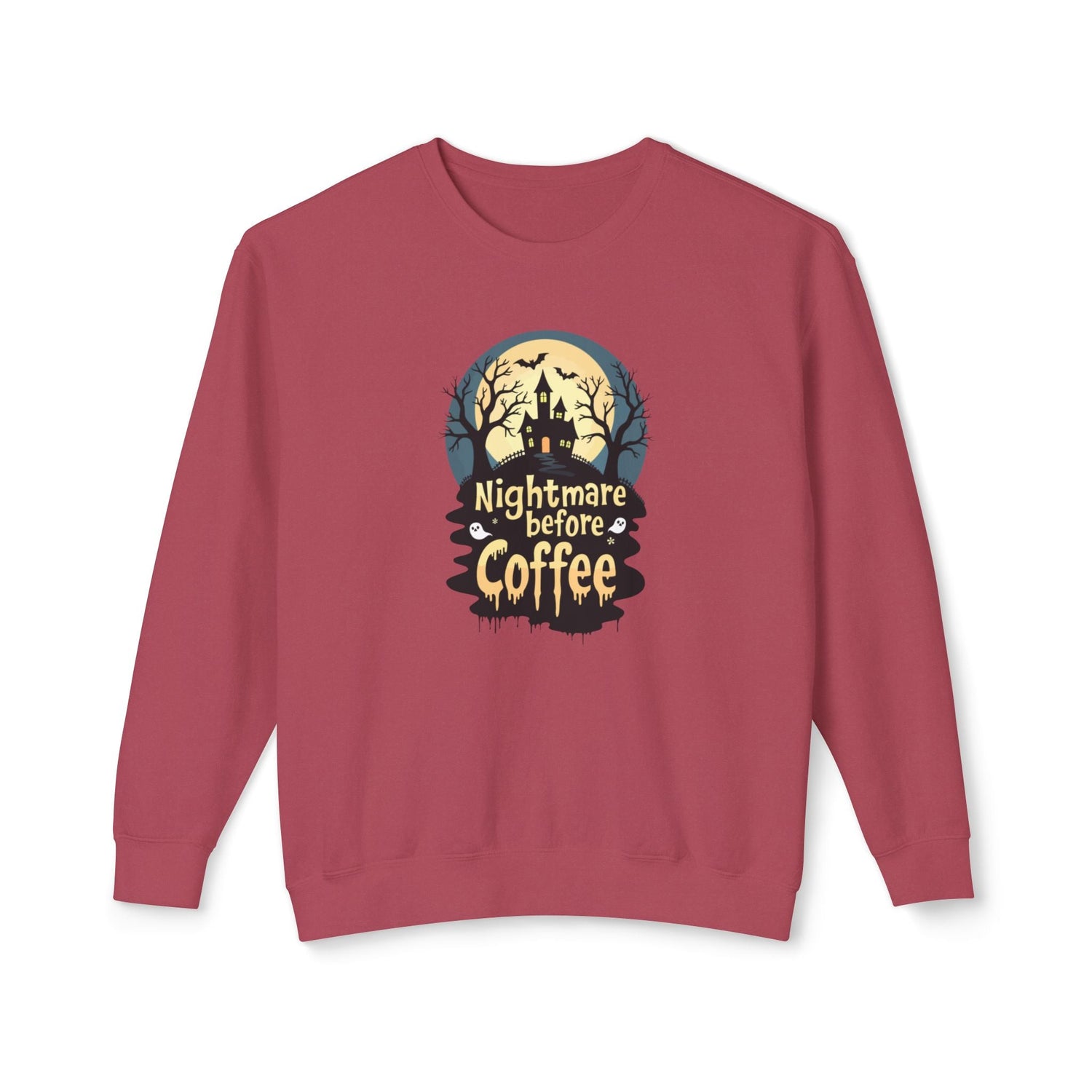 Unisex Lightweight Crewneck Sweatshirt - Nightmare Before Coffee Printify