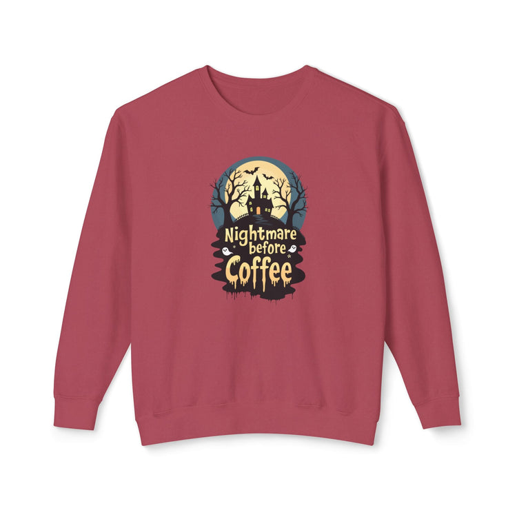 Unisex Lightweight Crewneck Sweatshirt - Nightmare Before Coffee Printify