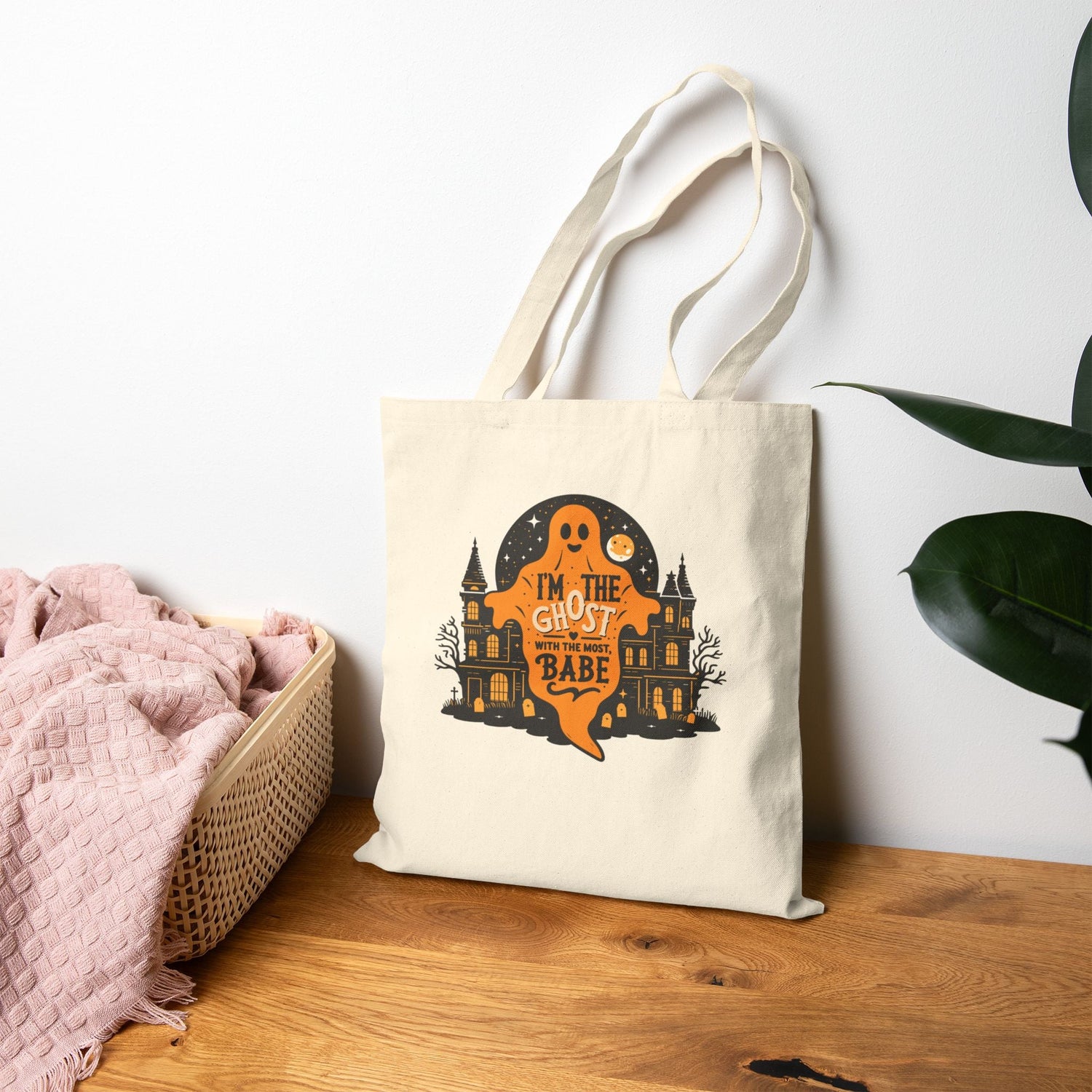 Spooky Ghost Tote Bag | Halloween, Trick or Treat, Eco-Friendly, Everyday Use, Gift for Her Printify