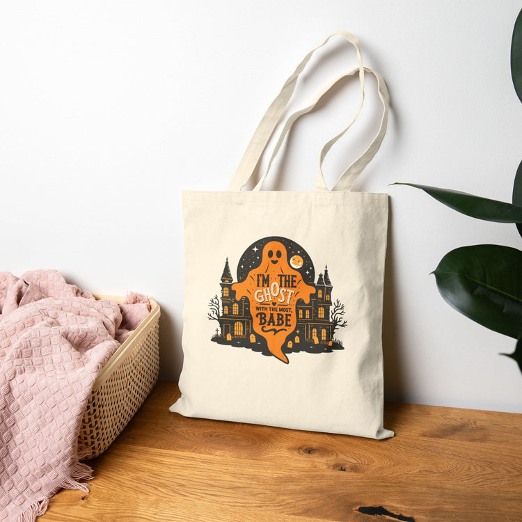 Spooky Ghost Tote Bag | Halloween, Trick or Treat, Eco-Friendly, Everyday Use, Gift for Her Printify