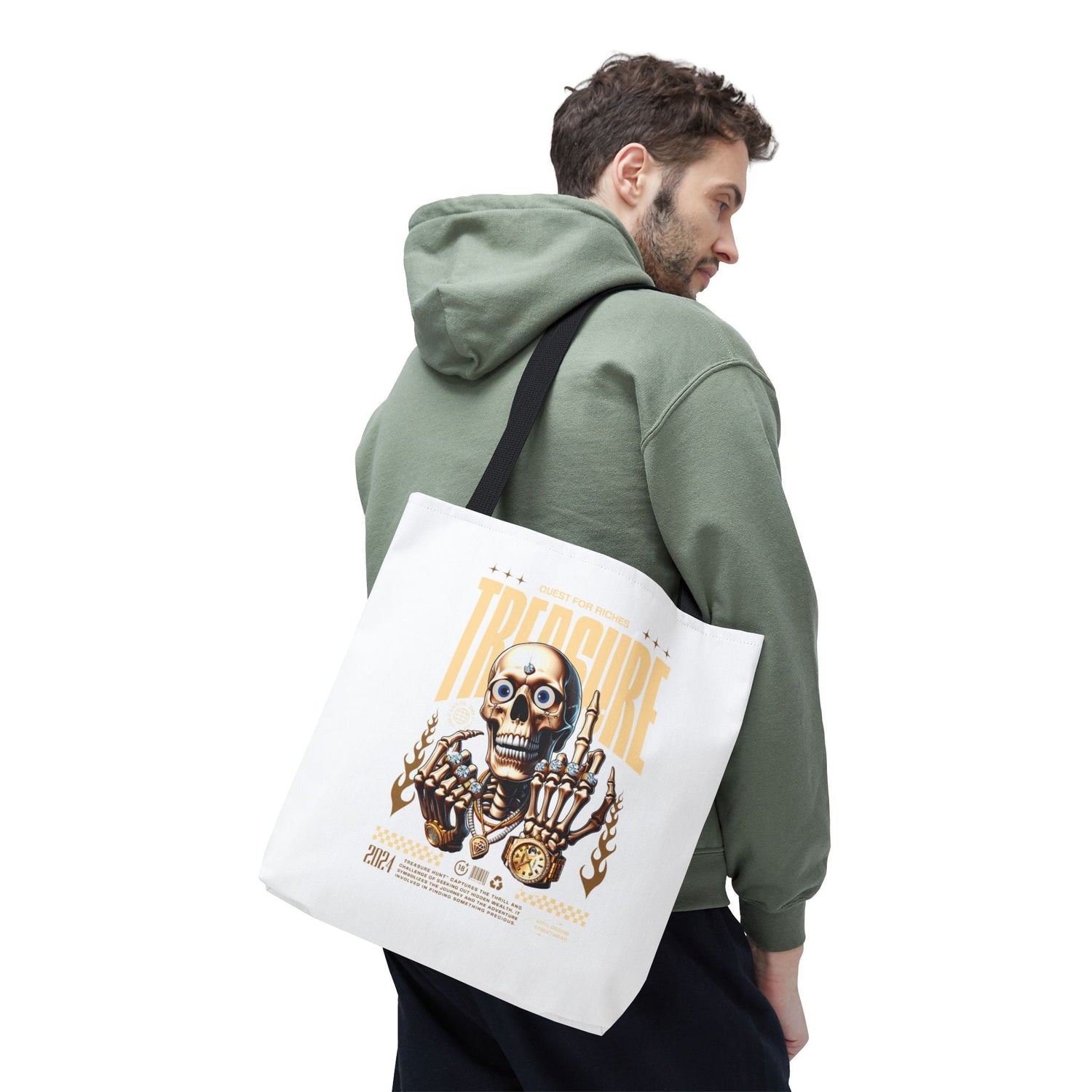 Treasure Hunting Tote Bag, Skull Design, Fun Beach Bag, Unique Gift for Adventurers, Perfect for Everyday Use Printify