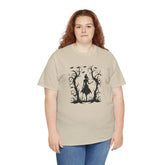 Whimsical Forest Silhouette Tee, Unisex Heavy Cotton T-Shirt, Fall Fashion, Halloween Shirt, Nature Lover Gift Printify