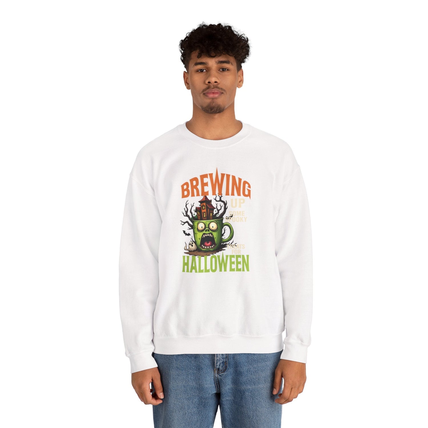 Skull Floral Crewneck Sweatshirt, Unisex Pullover Sweater, Halloween Apparel, Cozy Gift, Trendy Streetwear Printify