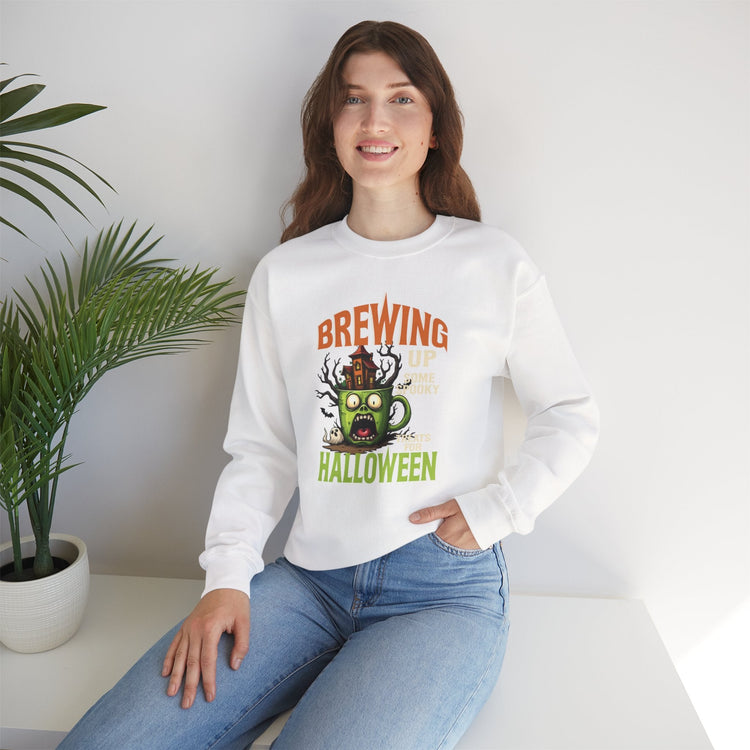 Skull Floral Crewneck Sweatshirt, Unisex Pullover Sweater, Halloween Apparel, Cozy Gift, Trendy Streetwear Printify