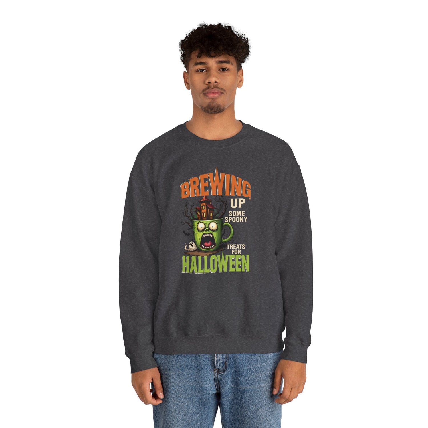 Skull Floral Crewneck Sweatshirt, Unisex Pullover Sweater, Halloween Apparel, Cozy Gift, Trendy Streetwear Printify