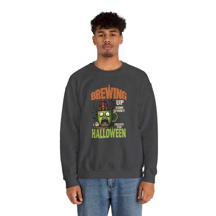 Skull Floral Crewneck Sweatshirt, Unisex Pullover Sweater, Halloween Apparel, Cozy Gift, Trendy Streetwear Printify