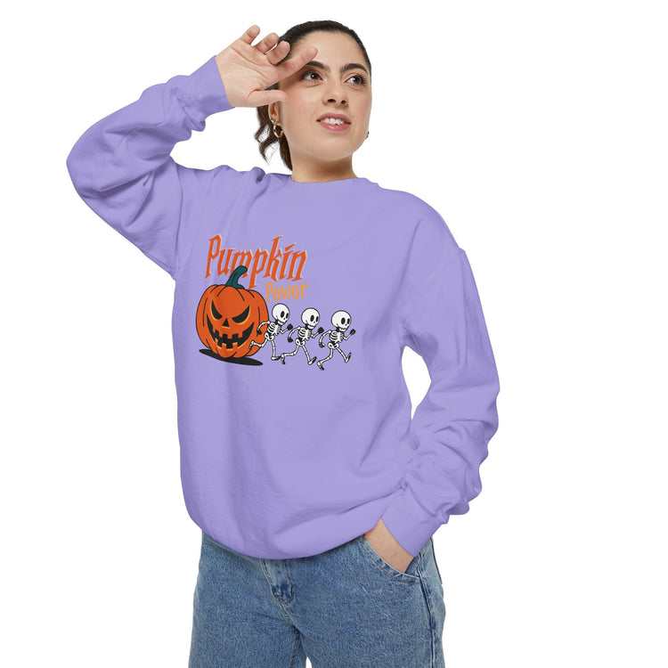 Pumpkin Skeleton Sweatshirt, Cozy Fall Apparel, Halloween Gift, Unisex Sweatshirt, Autumn Fashion Printify